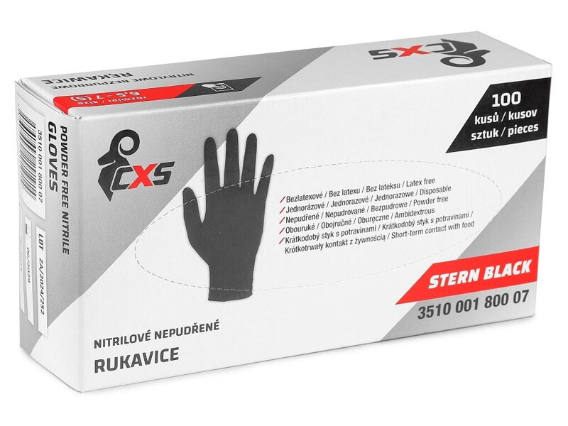 Rukavice CXS STERN BLACK, jednorázové, nitrilové, černé Rukavice CXS STERN BLACK, jednorázové, nitrilové, černé