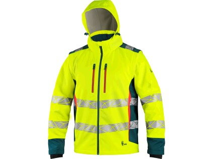 Bunda CXS BEDFORD, výstražná, pánská, softshell, žluto-petrolová Bunda CXS BEDFORD, výstražná, pánská, softshell, žluto-petrolová
